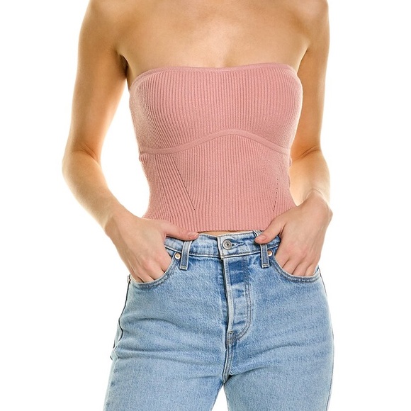 WEWOREWHAT Ribbed Tube Top in Canvas - Picture 2 of 7